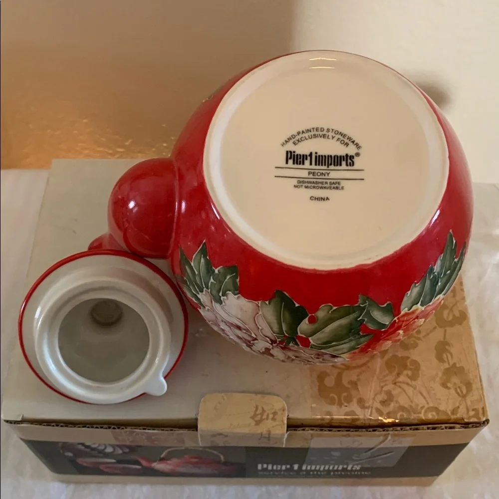 Pier 1 imports Peony teapot (No cups; in original box)